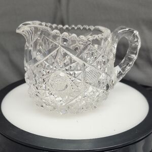 American Brilliant Cut Crystal Creamer Star of David Pattern